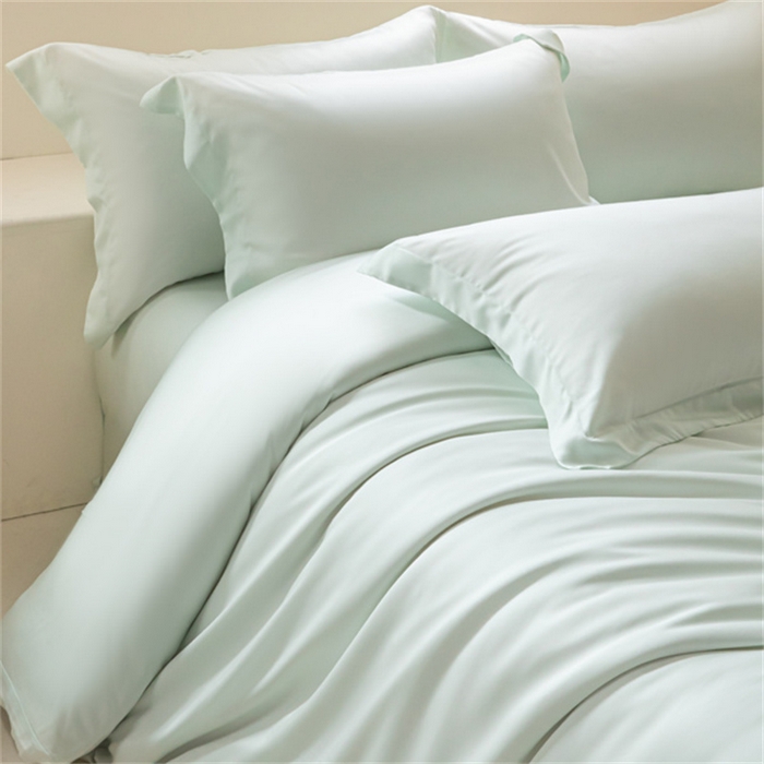 91家纺网 家纺一手货源 找家纺 涵宸 2024新款兰精天丝棉纯色四件套 四件套-空绿