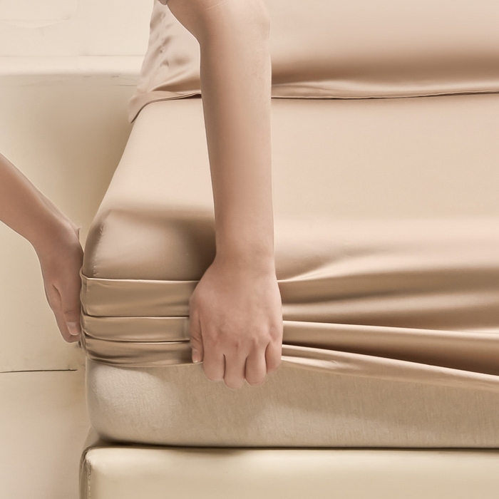 91家纺网 家纺一手货源 找家纺 涵宸 2024新款兰精天丝棉纯色单品-床笠 床笠-奶茶杏