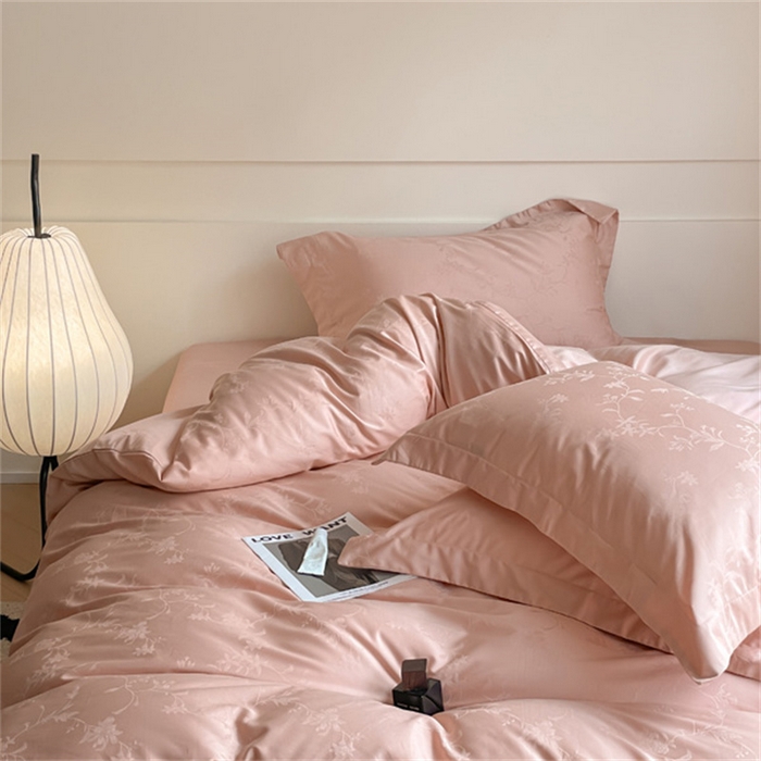 91家纺网 家纺一手货源 找家纺 涵宸 2024新款全棉大提花系列四件套 生如夏花-粉