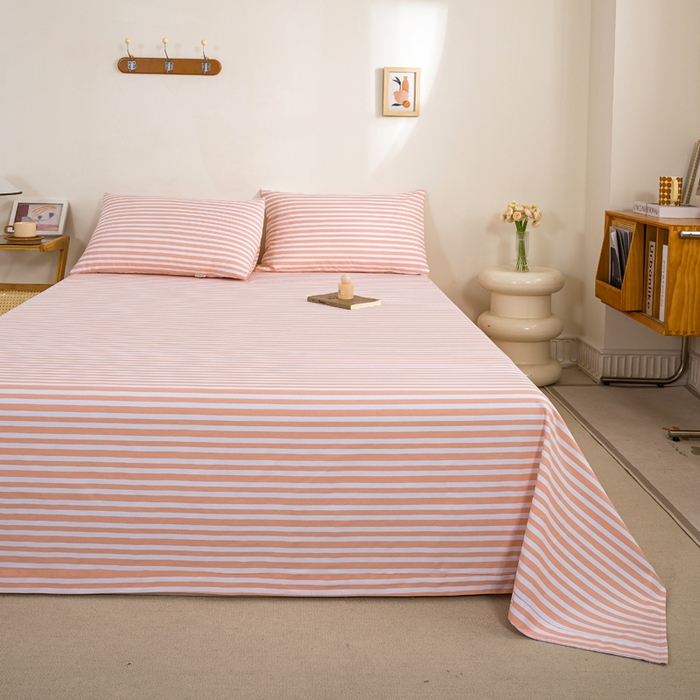 91家纺网 家纺一手货源 找家纺 九沐良品 新款全棉无印老粗布单品床单+三件套 细川（粉