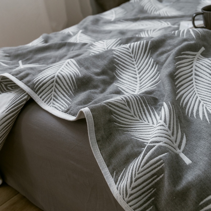 91家纺网 家纺一手货源 找家纺 朴尔2024经典六层纱布全棉毛巾被系列-朴尔经典款常年备货 羽魅-深灰