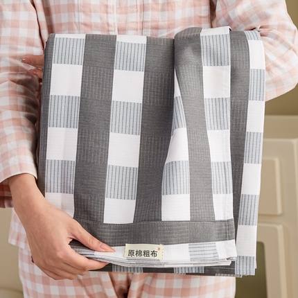 91家纺网 家纺一手货源 找家纺 九沐良品 新款全棉无印老粗布单品床单+三件套 灰中格