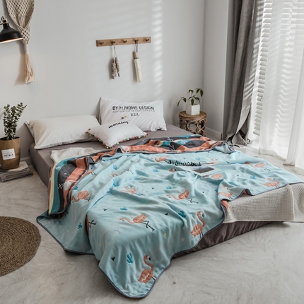 朴尔2024经典六层纱布全棉毛巾被系列-朴尔经典款常年备货 幸福鸟兰