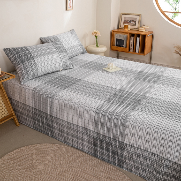 91家纺网 家纺一手货源 找家纺 九沐良品 新款全棉无印老粗布单品床单+三件套 星月