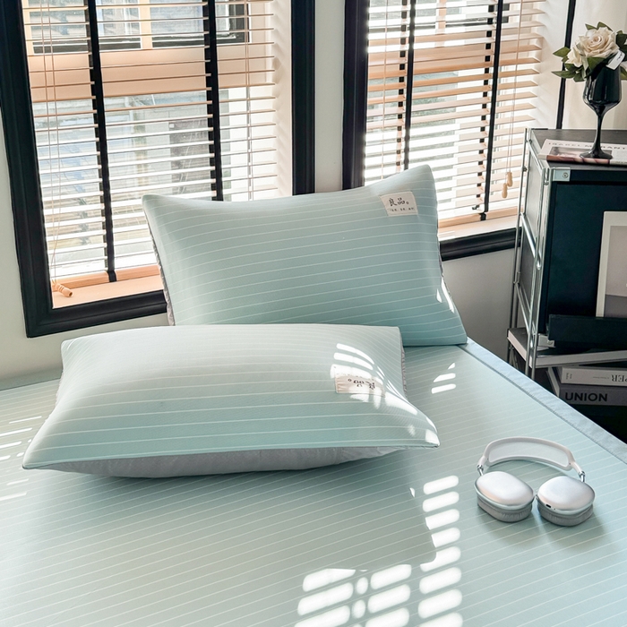 91家纺网 家纺一手货源 找家纺 慕尚家纺 2025新款无印良品冰丝软席 密条-水蓝