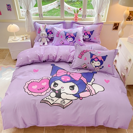 91家纺网 家纺一手货源 找家纺 （总）孩子王 2025新款三丽鸥系列全棉活性大版印花卡通学生四件套