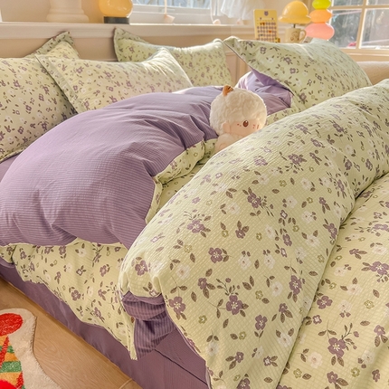 91家纺网 家纺一手货源 找家纺 （总）壹号库家纺 2024新款A类提花有氧泡泡绵四件套现货