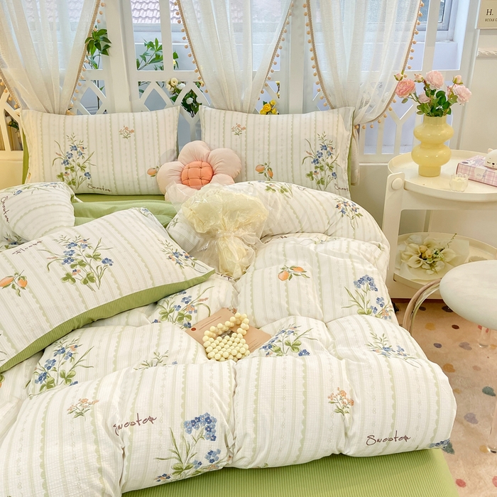 91家纺网 家纺一手货源 找家纺 牛牛家纺 牛牛  2024新款泡泡棉小清新四件套(1) 清新夏日