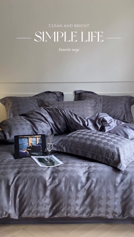 91家纺网 家纺一手货源 找家纺 涵宸 2024新款全棉大提花系列四件套 迷幻格调-灰