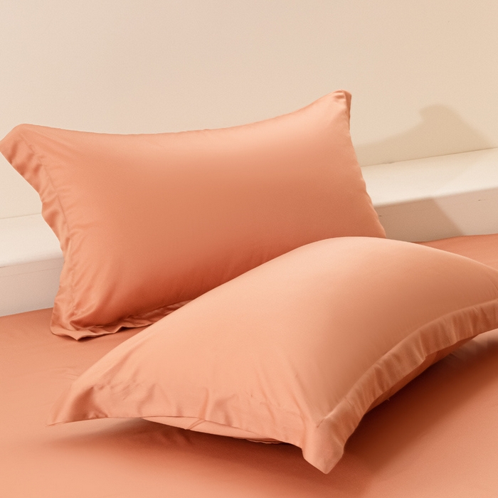 91家纺网 家纺一手货源 找家纺 涵宸 2024新款兰精天丝棉纯色四件套 四件套-焦糖