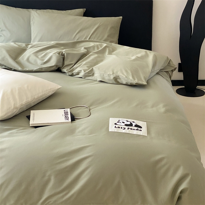 91家纺网 家纺一手货源 找家纺 三味舒屋 2024新款设计师款大织标全棉水洗棉套件 懒熊绿