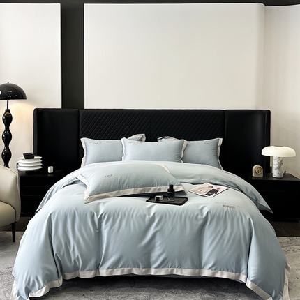 若未家居 2025新款50支天丝棉四季款四件套  蛋奶蓝