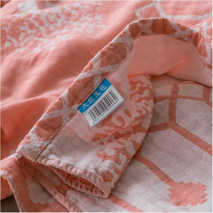 91家纺网 家纺一手货源 找家纺 朴尔家纺-毛巾被 2024新款三层水洗棉全棉纱布毛巾被 印第安-粉