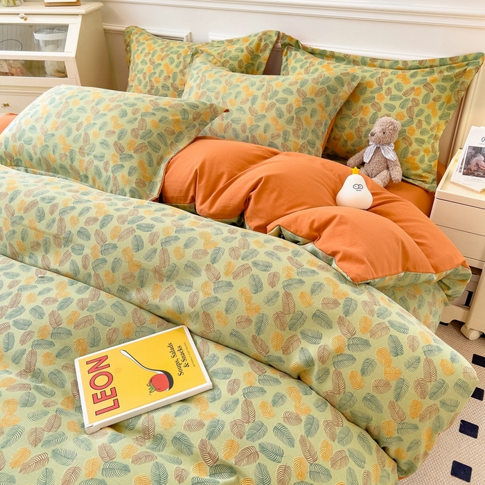 91家纺网 家纺一手货源 找家纺 宝士康家纺 2024新款水洗棉麻双层纱四件套系列  知秋