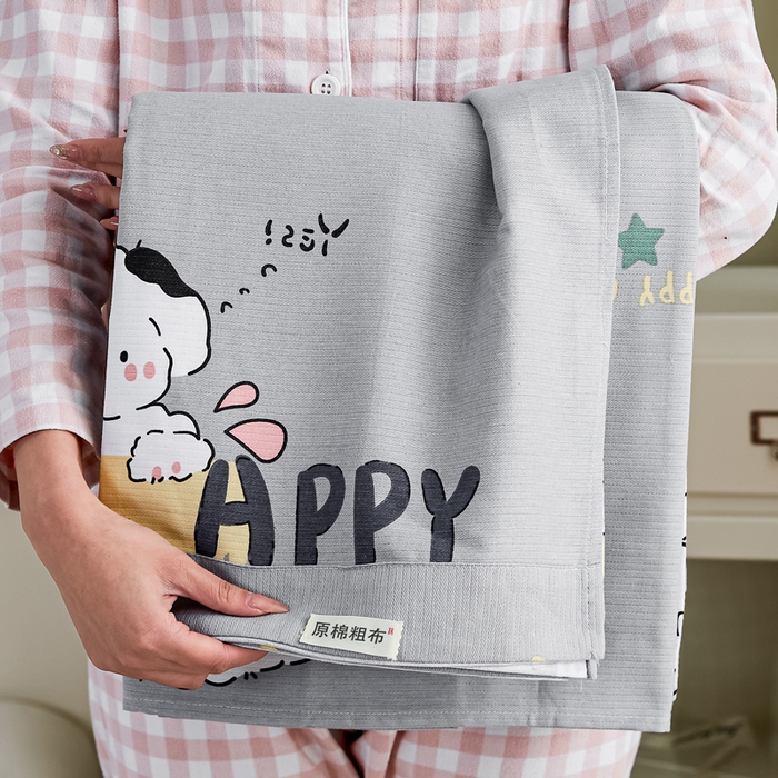 91家纺网 家纺一手货源 找家纺 九沐良品 新款全棉无印老粗布单品床单+三件套 芭比兔