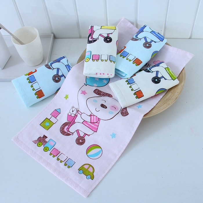 91家纺网 家纺一手货源 找家纺 彩虹毛巾 2024儿童毛巾欢乐狗童巾婴儿毛巾纯棉毛巾全棉32股纱布洗脸毛巾小手巾 欢乐狗粉色+欢乐狗淡黄色（各1条）