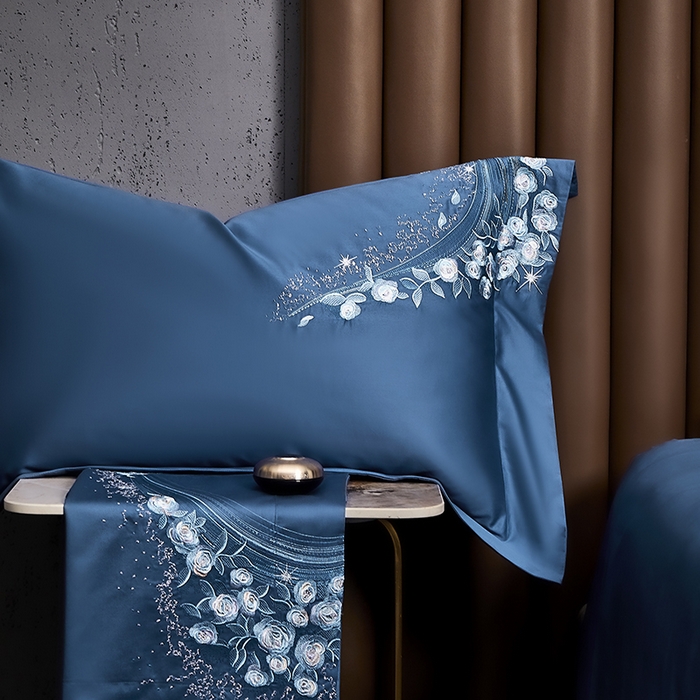 91家纺网 家纺一手货源 找家纺 爱情故事 100支春夏新品四件套 夏朵-蓝