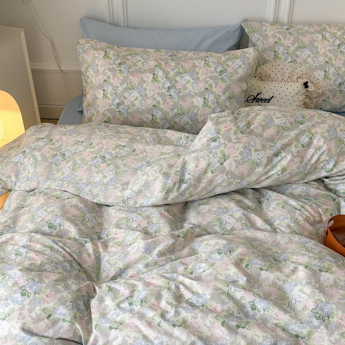 91家纺网 家纺一手货源 找家纺 昔可家纺 2024新款韩式混搭系列四件套 山茶花语