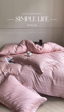 91家纺网 家纺一手货源 找家纺 涵宸 2024新款全棉大提花系列四件套 维秘-粉