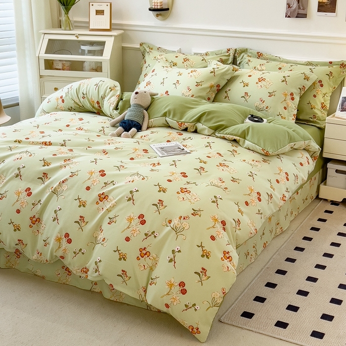 91家纺网 家纺一手货源 找家纺 宝士康家纺 2024新款水洗棉麻双层纱四件套系列  雅韵