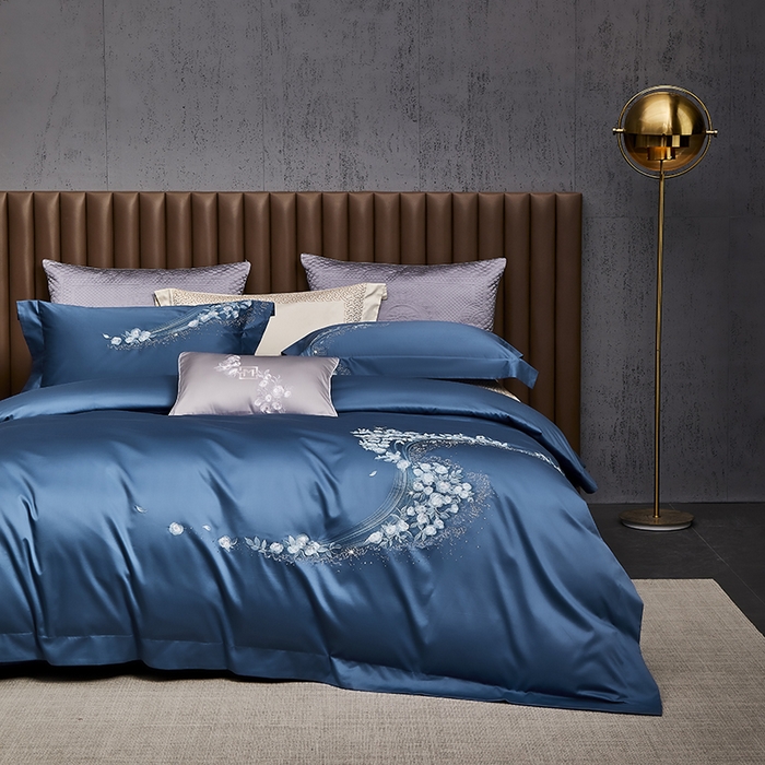 91家纺网 家纺一手货源 找家纺 爱情故事 100支春夏新品四件套 夏朵-蓝