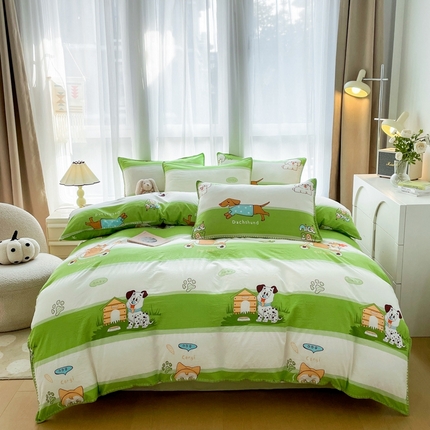 91家纺网 家纺一手货源 找家纺 （总）洁柔供应链 2024新款印花水洗双层纱贝壳绣四件套    直播爆款