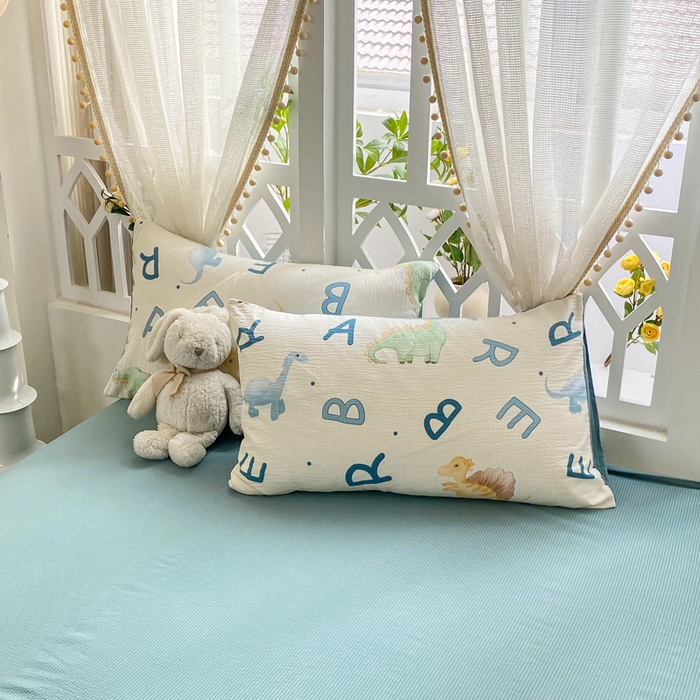 91家纺网 家纺一手货源 找家纺 牛牛家纺 牛牛  2024新款泡泡棉小清新四件套(1) 字母恐龙