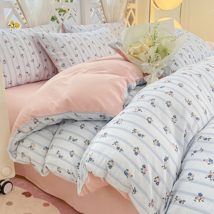 91家纺网 家纺一手货源 找家纺 牛牛家纺 牛牛  2024新款泡泡棉小清新四件套(1) 浪漫花语