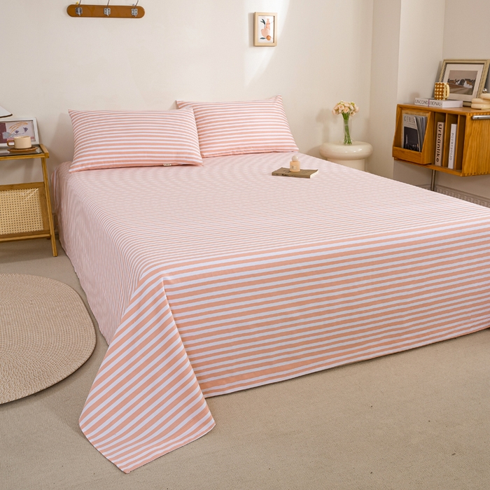 91家纺网 家纺一手货源 找家纺 九沐良品 新款全棉无印老粗布单品床单+三件套 细川（粉