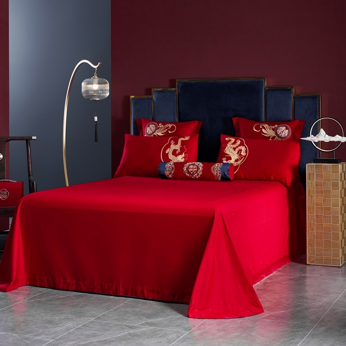 91家纺网 家纺一手货源 找家纺 慕她家纺 2025新款慕她婚庆四件套全棉纯棉结婚刺绣花多件套六八十床品 喜结连理