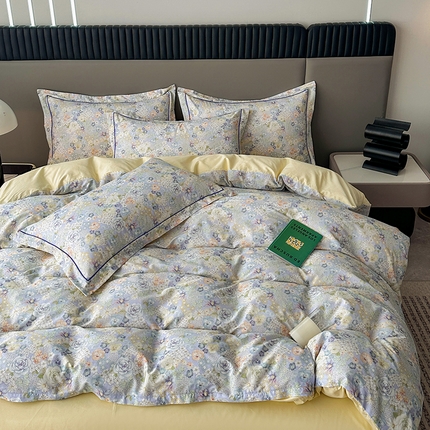 眷恋家纺 2024春夏新款全棉13376数码印花铂金棉纯棉四件套 富贵满园-兰