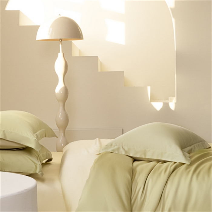 91家纺网 家纺一手货源 找家纺 涵宸 2024新款兰精天丝棉纯色四件套 四件套-芥末绿+雪梨