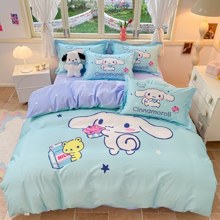 91家纺网 家纺一手货源 找家纺 （总）孩子王 2025新款三丽鸥系列全棉活性大版印花卡通学生四件套