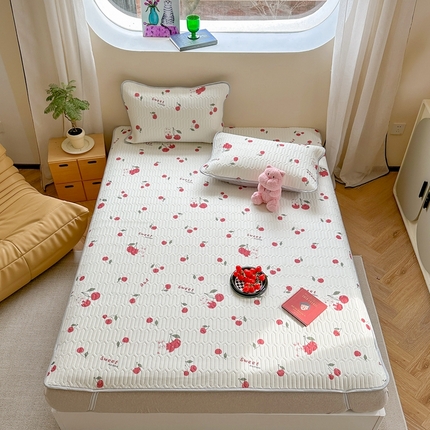 慕尚家纺 2025新款ms乳胶圆网花色乳胶凉席 樱桃小兔