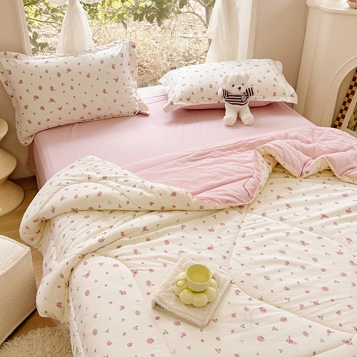 91家纺网 家纺一手货源 找家纺 家贝爱 2024款糯糯棉夏被春秋被被芯夏被四件套 云中花