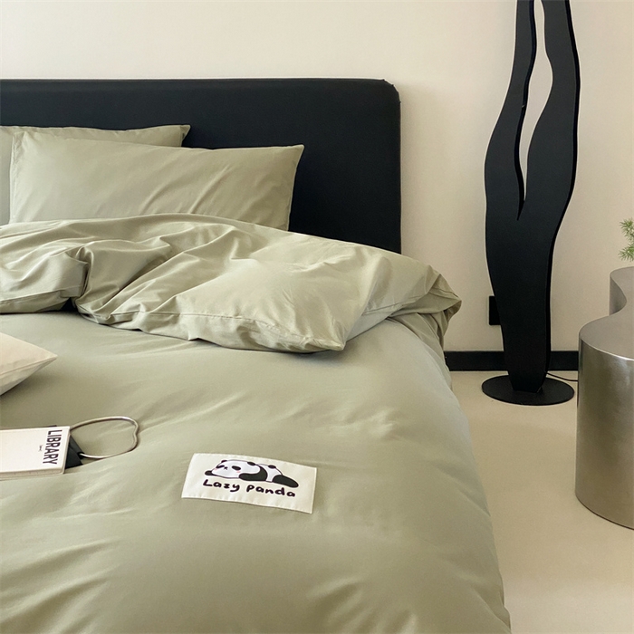 91家纺网 家纺一手货源 找家纺 三味舒屋 2024新款设计师款大织标全棉水洗棉套件 懒熊绿