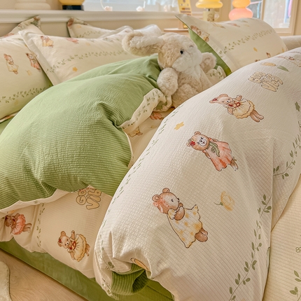 91家纺网 家纺一手货源 找家纺 （总）壹号库家纺 2024新款A类提花有氧泡泡绵四件套现货