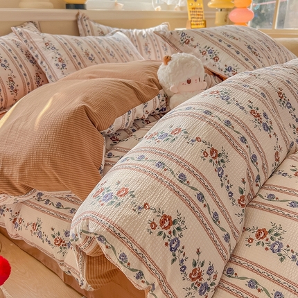 91家纺网 家纺一手货源 找家纺 （总）壹号库家纺 2024新款A类提花有氧泡泡绵四件套现货