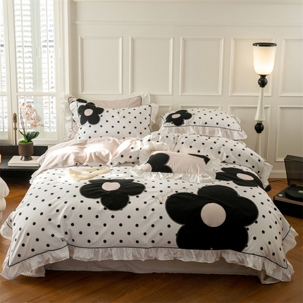 91家纺网 家纺一手货源 找家纺 FORTWO 2024新款40斜纹数码印花贴布绣四件套 安然