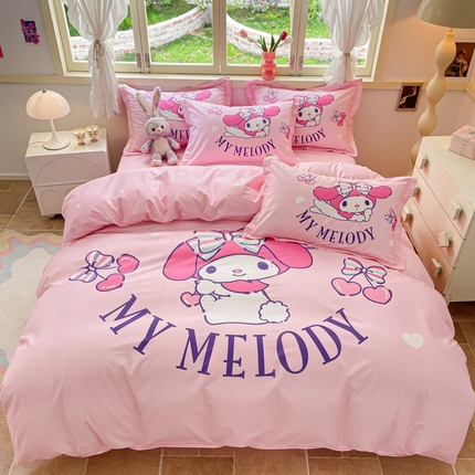 91家纺网 家纺一手货源 找家纺 （总）孩子王 2025新款三丽鸥系列全棉活性大版印花卡通学生四件套