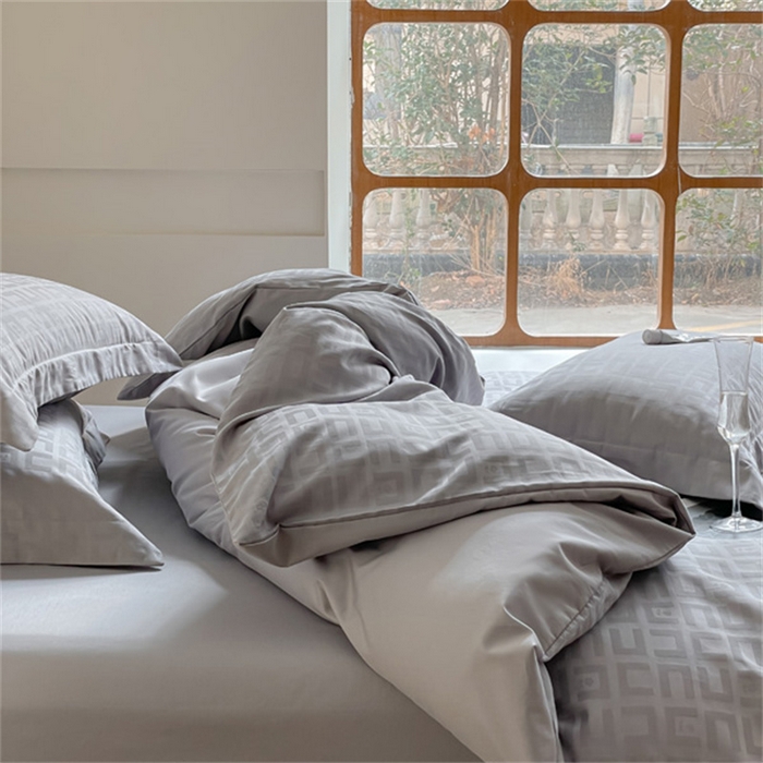 91家纺网 家纺一手货源 找家纺 涵宸 2024新款全棉大提花系列四件套 克里尼-灰