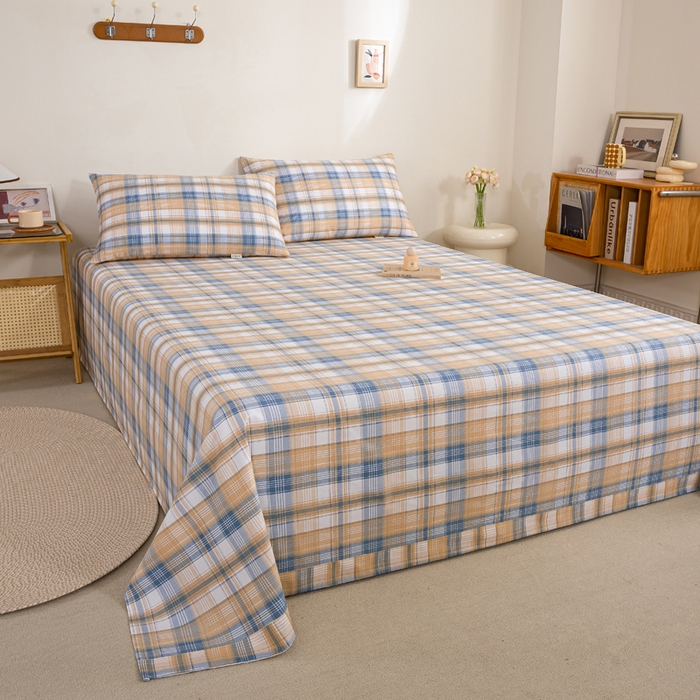 91家纺网 家纺一手货源 找家纺 九沐良品 新款全棉无印老粗布单品床单+三件套 星空米