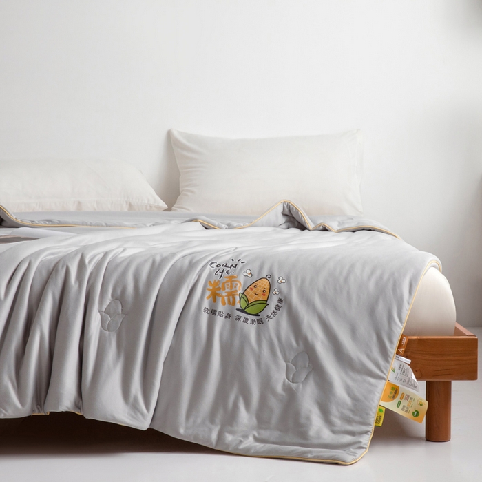 91家纺网 家纺一手货源 找家纺 慕尚家纺 2025新款针织玉米被夏被 玉米糯糯灰