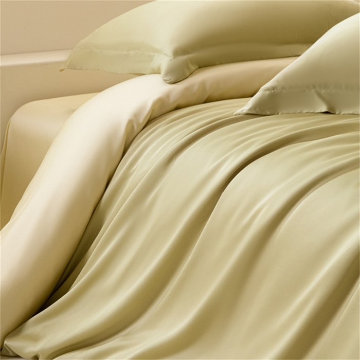 91家纺网 家纺一手货源 找家纺 涵宸 2024新款兰精天丝棉纯色四件套 四件套-芥末绿+雪梨