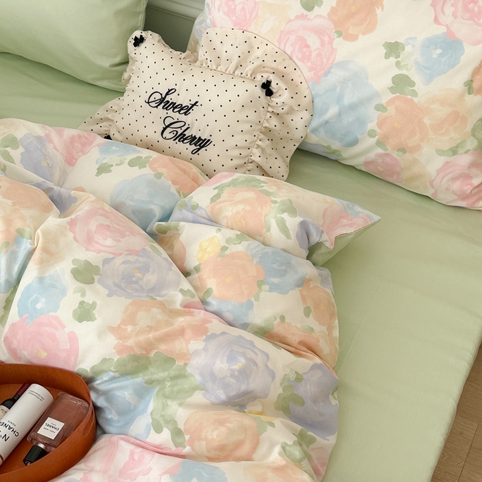 91家纺网 家纺一手货源 找家纺 昔可家纺 2024新款韩式混搭系列四件套 中古油画