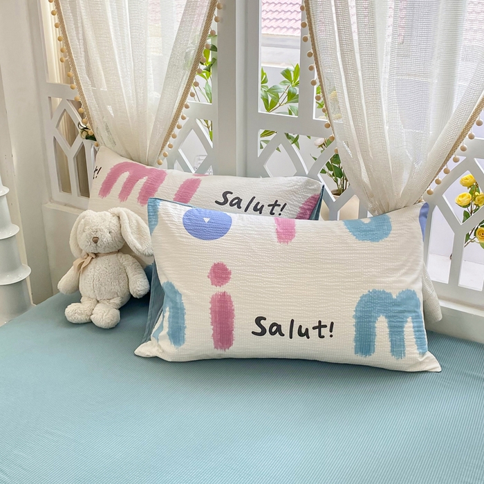 91家纺网 家纺一手货源 找家纺 牛牛家纺 牛牛  2024新款泡泡棉小清新四件套(1) 七彩兔