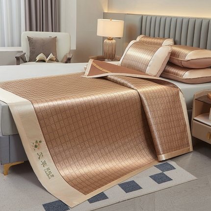 91家纺网 家纺一手货源 找家纺 席都凉席工厂店 2024新款方角古藤席 艾草-罗马格