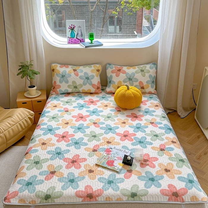 91家纺网 家纺一手货源 找家纺 慕尚家纺 2025新款ms乳胶圆网花色乳胶凉席 凝瑕