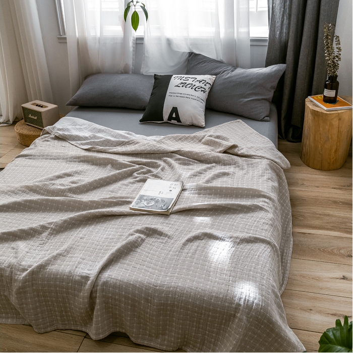 91家纺网 家纺一手货源 找家纺 朴尔家纺-毛巾被 2024新款三层水洗棉全棉纱布毛巾被 丁格-驼