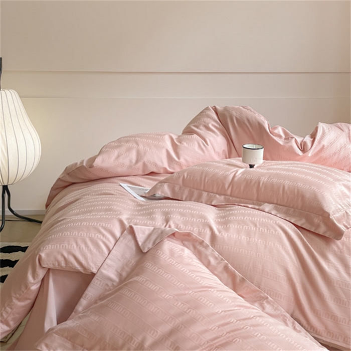 91家纺网 家纺一手货源 找家纺 涵宸 2024新款全棉大提花系列四件套 维秘-粉